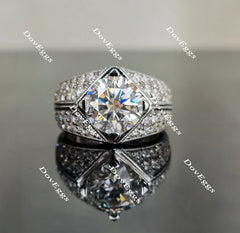 Doveggs round pave moissanite engagement ring