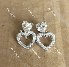 Doveggs heart halo moissanite earrings for women