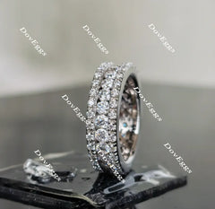 Doveggs round full eternity channel set moissanite/lab grown diamond wedding bands-5.5mm band width
