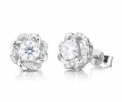 Doveggs studs push back round moissanite earrings