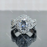 (size 7.5) Doveggs sterling silver 2.8ct Oval moissanite engagement ring