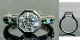 Doveggs octagon pave bezel moissanite engagement ring
