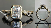 Doveggs radiant bezel art deco moissanite engagement ring