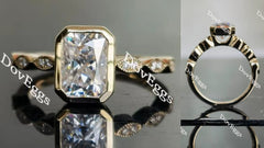 Doveggs radiant bezel art deco moissanite engagement ring