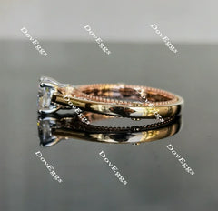 DovEggs vintage cushion moissanite engagement ring