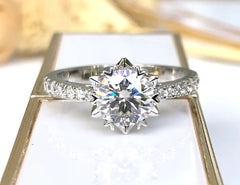 doveggs round 1 carat 18k white gold EF color moissanite engagement ring