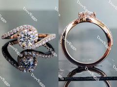 Doveggs round pave curved band moissanite engagement ring