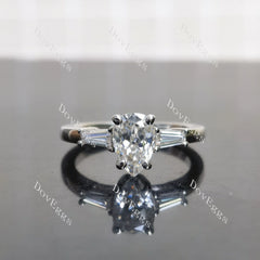 (size 6.5 & 8) Doveggs sterling silver 2ct round/pear moissanite engagement ring