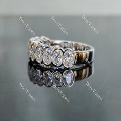 Harmony oval bezel 10 stones moissanite/lab grown diamond wedding band-3.5mm band width