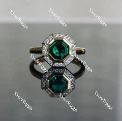 DovEggs bezel setting halo engagement ring semi-mount only(Exclusively to DovEggs Stones)