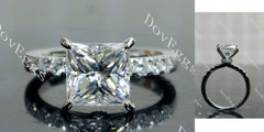 Doveggs Princess pave moissanite engagement ring