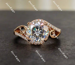 doveggs round art deco moissanite engagement ring for women