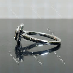 Doveggs Asscher Halo Bezel Lab Grown Diamond Engagement Ring