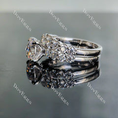Round pave moissanite engagement ring (engagement ring only)| DovEggs