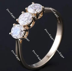 Doveggs Three-stone moissanite/lab grown diamond wedding band for women-2.2mm band width