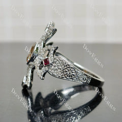 (size 5) Doveggs sterling silver 2ct Round champagne moissanite engagement ring