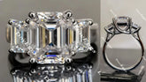 Doveggs three-stone moissanite engagement ring for women