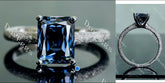 Doveggs criss cut elongated cushion solitaire textured colored gem engagement ring
