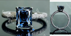 Doveggs criss cut elongated cushion solitaire textured colored gem engagement ring
