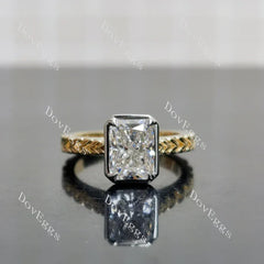 Doveggs bezel carved engagement ring semi-mount only(Exclusively to DovEggs Stones)