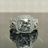 (size 11.5) Doveggs sterling silver 3ct cushion moissanite bridal set(3 rings)