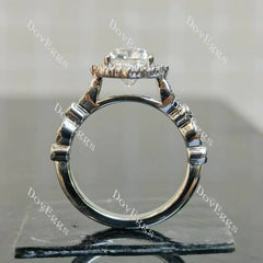 (size 6.25) Doveggs sterling silver 2ct elongated cushion moissanite engagement ring