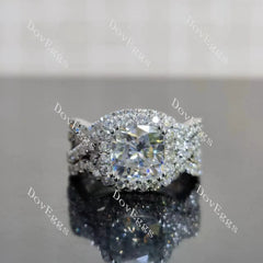 (size 5.75) Doveggs sterling silver 2ct cushion moissanite ring bridal set(3 rings)