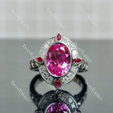 (size 7) Doveggs sterling silver 4ct oval pink sapphire colored gem engagement ring