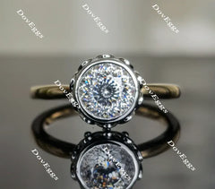 Doveggs bezel flower shape engagement ring semi-mount only(Exclusively to DovEggs Stones)