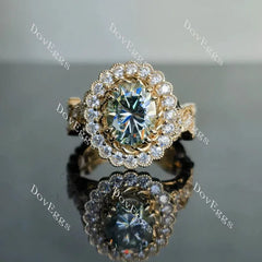 The Fiona halo floral engagement ring only semi-mount only(Exclusively to DovEggs Stones)