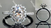 DovEggs flower shape half eternity pave engagement ring only semi-mount only(Exclusively to DovEggs Stones)