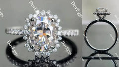 DovEggs flower shape half eternity pave engagement ring only semi-mount only(Exclusively to DovEggs Stones)