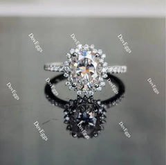 DovEggs flower shape half eternity pave engagement ring only semi-mount only(Exclusively to DovEggs Stones)