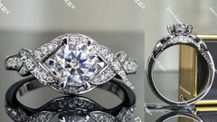 DovEggs pave art deco engagement ring only semi-mount only(Exclusively to DovEggs Stones)