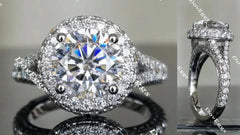 Stardust Round Halo Split Shank engagement ring only semi-mount only(Exclusively to DovEggs Stones)
