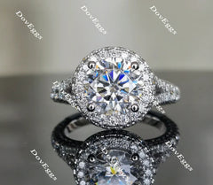 Stardust Round Halo Split Shank engagement ring only semi-mount only(Exclusively to DovEggs Stones)
