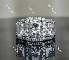 DovEggs halo three stone engagement ring semi-mount only(Exclusively to DovEggs Stones)