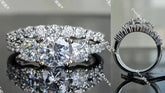 Doveggs three-stone halo pave engagement ring only semi-mount only(Exclusively to DovEggs Stones)