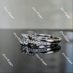 Doveggs three-stone halo pave engagement ring only semi-mount only(Exclusively to DovEggs Stones)
