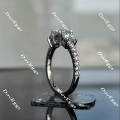 Doveggs three-stone halo pave engagement ring only semi-mount only(Exclusively to DovEggs Stones)