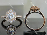 The Amanda round half eternity pave halo engagement ring only semi-mount only(Exclusively to DovEggs Stones)