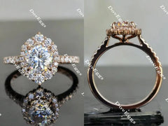 The Amanda round half eternity pave halo engagement ring only semi-mount only(Exclusively to DovEggs Stones)