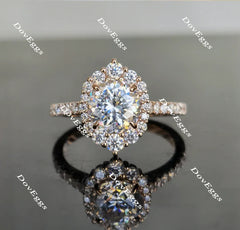 The Amanda round half eternity pave halo engagement ring only semi-mount only(Exclusively to DovEggs Stones)