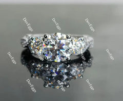 DovEggs three stones art deco engagement ring only semi-mount only(Exclusively to DovEggs Stones)