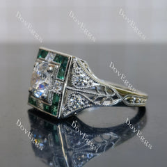 Doveggs pave art deco vintage engagement ring only semi-mount only(Exclusively to DovEggs Stones)