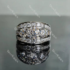 Doveggs three stones channel set engagement ring only semi-mount only(Exclusively to DovEggs Stones)