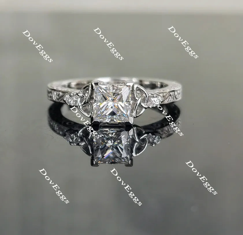 Doveggs princess carved vintage moissanite engagement ring