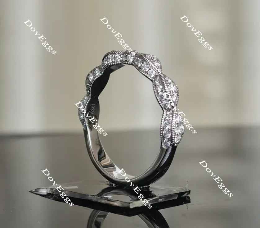 Doveggs anniversary Art deco moissanite/lab grown diamond wedding band-3.3mm band width