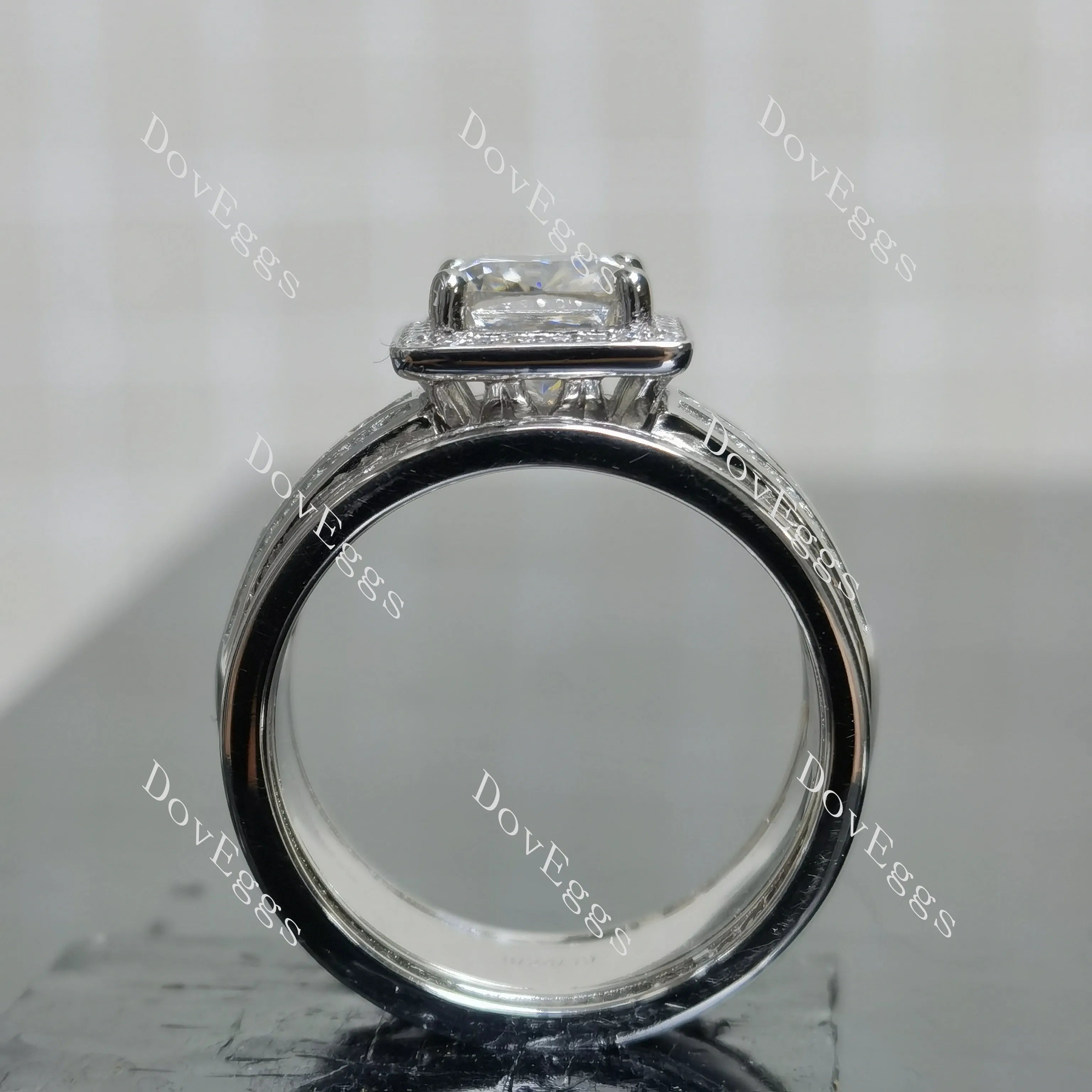 (size 8.75) Doveggs sterling silver 2ct cushion moissanite bridal set (3 rings soldered together)