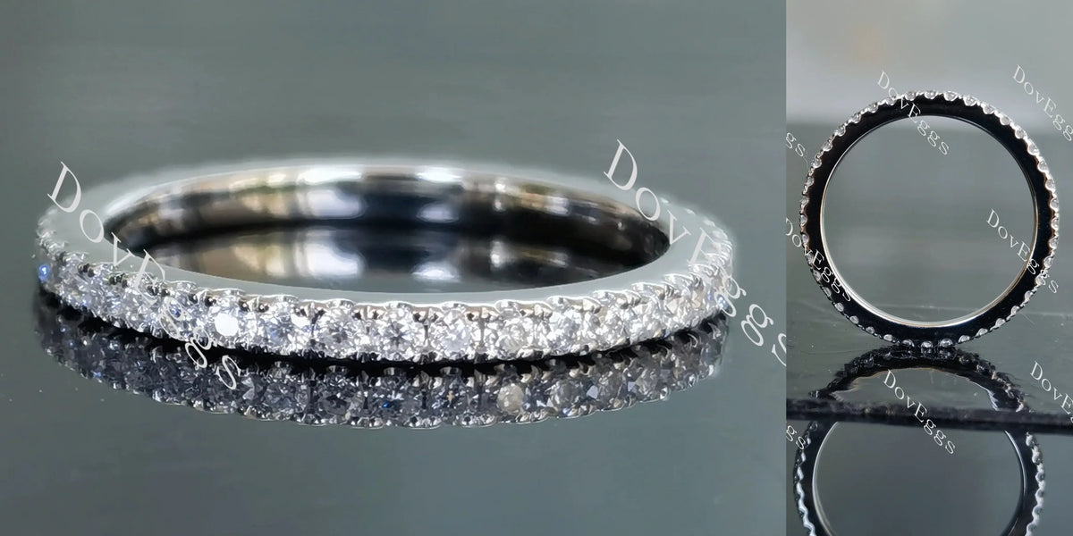 Doveggs round full eternity pave moissanite/lab grown diamond wedding band-1.6mm band width